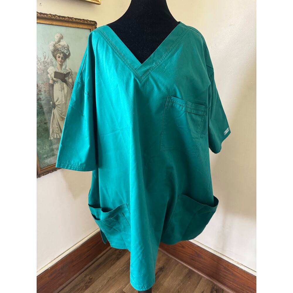 NWT Cherokee Workwear Core Stretch Scrub Top 4XL Teal Unisex